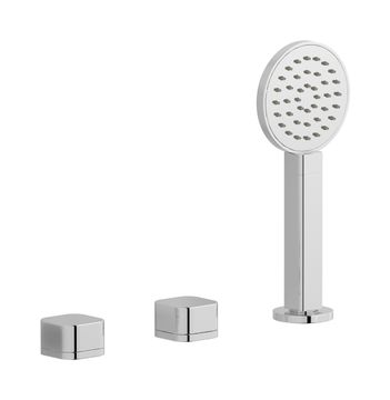Elio EO397CC - Three hole deck mounted bath filler with hydroprogressive cartridge, diverter, shower kit and connection to the tub filler outlet, plain handle by IB