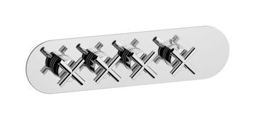 Aqua - 3 ways EUA322CCNWO - External part of thermostatic 3 ways, round plate, horizontal, wow handle by IB