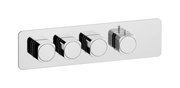 Aqua - 3 ways EUA326CCNEO_2 - External part of thermostatic 3 ways, square plate, horizontal, Coral handle by IB