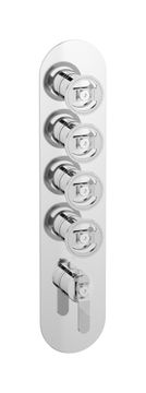 Aqua - 4 ways EUA412CCNB1 - External part of thermostatic 4 ways, round plate, vertical, bold handle by IB