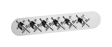 Aqua - 5 ways EUA522CCNWO - External part of thermostatic 5 ways, round plate, horizontal, wow handle by IB