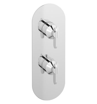 Aqua - Diverter 3 ways EUA712CCNOH - External part of thermostatic 3 ways diverter, round plate, vertical, Soho handle by IB