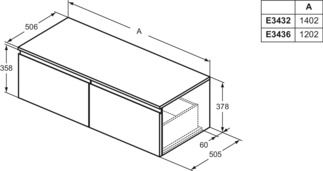 Finesse Basin unit 1402x505x378 mm, 2 drawer by Ideal Standard - view 4