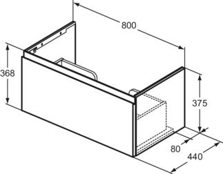 Finesse Basin unit 800x440x375 mm, 1 drawer by Ideal Standard - view 3