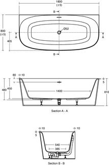 Dea Special shaped bath 1800x805x610 mm, no tap hole, with overflow, no waste by Ideal Standard - view 5