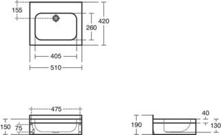 Denholm Sink basin 510x420x190 mm by Ideal Standard - view 5