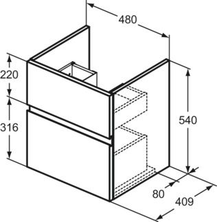 Finesse Basin unit 480x409x540 mm, 2 drawer by Ideal Standard - view 3