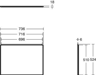 Unilux Bath side panel 736x18x524 mm by Ideal Standard - view 3