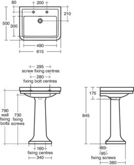 Calla Basin 615x500x175 mm, 2 tap holes, with overflow by Ideal Standard - view 6
