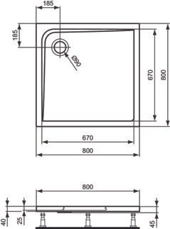 Ultra Light Square shower tray 800x800x45 mm, no waste by Ideal Standard - view 4
