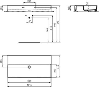 Solos Basin 1015x515x125 mm, no tap hole, without overflow by Ideal Standard - view 4