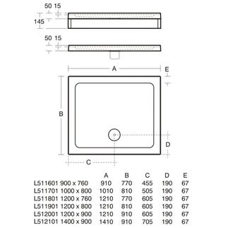 Simplicity Rectangular shower tray 1410x910x50 mm, with waste by Ideal Standard - view 5