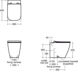 i.life B Back-to-wall bowl 355x540x400 mm, Washdown, CL1 full flush 3.9 - 6 L, horizontal outlet by Ideal Standard - view 3