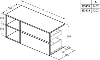 Finesse Basin unit 1202x505x558 mm, 2 drawer by Ideal Standard - view 4