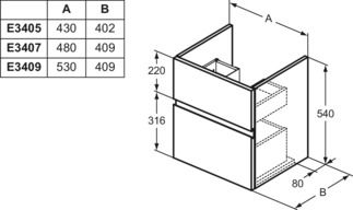 Finesse Basin unit 430x402x540 mm, 2 drawer by Ideal Standard - view 4