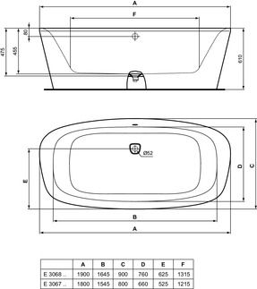 Dea Freestanding bath 1900x900x610 mm, no tap hole, with overflow, with waste by Ideal Standard - view 4