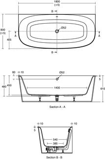 Dea Special shaped bath 1800x805x610 mm, no tap hole, with overflow, with waste by Ideal Standard - view 5