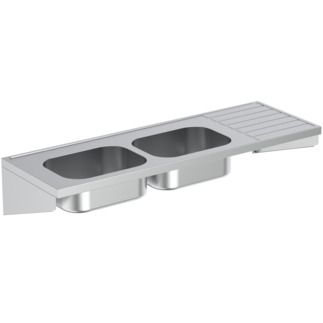 Doon Double Sink basin 1800x600x340 mm, no tap hole, no waste by Ideal Standard