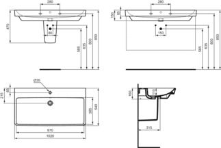 i.life B Vanity basin 1020x540x160 mm, 1 tap hole, with overflow by Ideal Standard - view 6