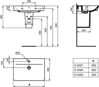Connect Air Basin 600x460x160 mm, 1 tap hole, with overflow by Ideal Standard - view 6