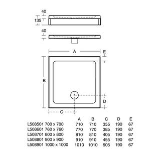 Simplicity Square shower tray 700x700x40 mm, with waste by Ideal Standard - view 4