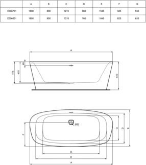 Dea Freestanding bath 1900x900x610 mm, no tap hole, with overflow, with waste by Ideal Standard - view 5