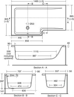 Concept Space Special shaped bath 1490x840x550 mm by Ideal Standard - view 2