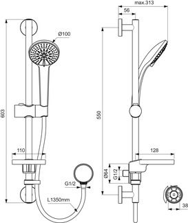 Idealrain Shower kit with rail, 1350 mm shower hose, 8 l/min (3 bar) by Ideal Standard - view 2