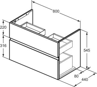 Finesse Basin unit 800x440x545 mm, 2 drawer by Ideal Standard - view 3