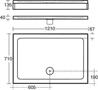 Simplicity Rectangular shower tray 1210x710x40 mm, with waste by Ideal Standard - view 2