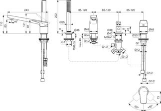 La Dolce Vita Rim mounted bath & shower mixer 303x243x202 mm, 120 mm spout projection, 8.0 l/min (3 bar) by Ideal Standard - view 4