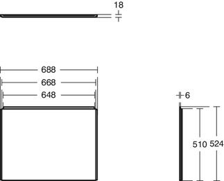 Unilux Bath side panel 688x18x524 mm by Ideal Standard - view 3