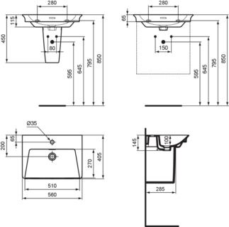 La Dolce Vita Vanity basin 560x405x145 mm, 1 tap hole, with overflow by Ideal Standard - view 6