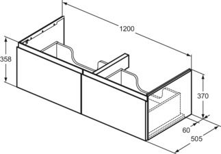 Finesse Basin unit 1200x505x370 mm, 2 drawer by Ideal Standard - view 3
