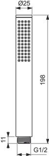 Idealrain Single function handspray 25x25x198 mm, 8 l/min (3 bar) by Ideal Standard - view 3