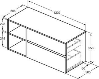 Finesse Basin unit 1202x505x558 mm, 2 drawer by Ideal Standard - view 3
