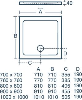 Simplicity Square shower tray 700x700x40 mm, with waste by Ideal Standard - view 6