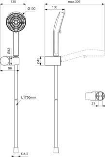Idealrain Shower kit without rail 130x306x270 mm, 8 l/min (3 bar) by Ideal Standard - view 2