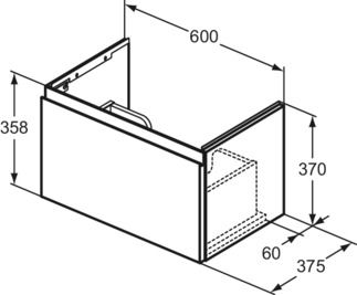 Finesse Basin unit 600x375x370 mm, 1 drawer by Ideal Standard - view 3