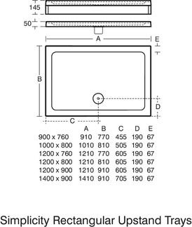 Simplicity Rectangular shower tray 1410x910x50 mm, with waste by Ideal Standard - view 4