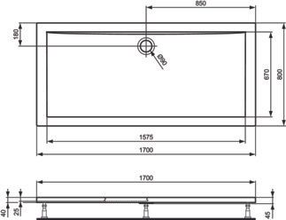 Ultra Light Rectangular shower tray 1700x800x45 mm, no waste by Ideal Standard - view 2