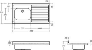 Doon Sink basin 1200x650x270 mm by Ideal Standard - view 4