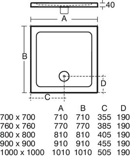 Simplicity Square shower tray 700x700x40 mm, with waste by Ideal Standard - view 5