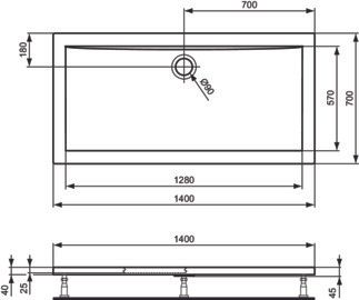 Ultra Light Rectangular shower tray 1400x700x45 mm, no waste by Ideal Standard - view 2