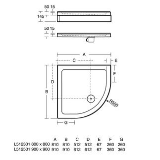 Simplicity Quadrant shower tray 910x910x50 mm, with waste by Ideal Standard - view 2