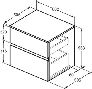 Finesse Basin unit 602x505x558 mm, 2 drawer by Ideal Standard - view 3