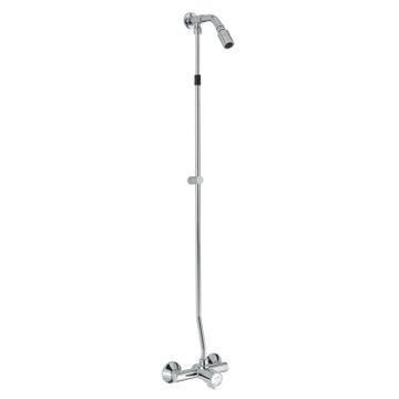 Kit including MODERN series wall mounted self closing shower mixer, shower head 09031/E and connecting pipe by IDRAL