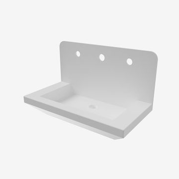 Multifunctional console with integrated slide basin in SOLID SURFACE, matt white finish. by IDRAL