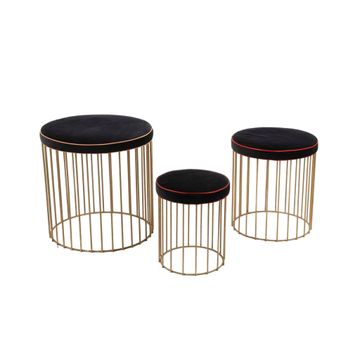 Cage set of three brass stool by Il Bronzetto