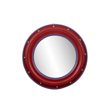 Medusa wooden mirror with brass sphere decorations by Il Bronzetto